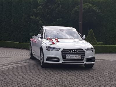Samochód do ślubu - Koneck biały Audi A6 perła  
