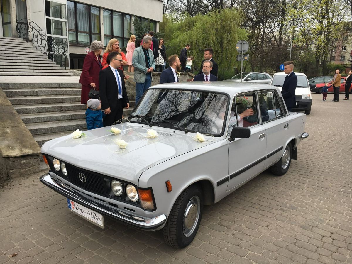Samochód do ślubu - Bytom biały Fiat 125p 1.5