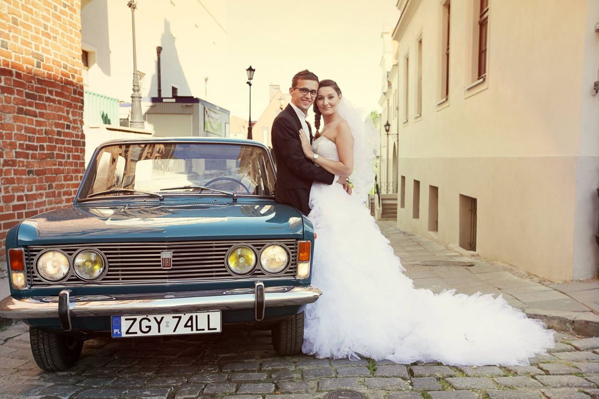 Samochód do ślubu - Szczecin niebieski Fiat 125p 