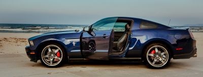 Samochód do ślubu - Szczecin niebieski Ford Mustang v6