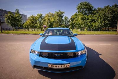 Samochód do ślubu - Legionowo niebieski Ford Mustang V8