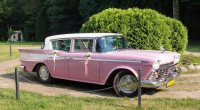Samochód do ślubu - Szczecin różowy Klasyk AMC Rambler 3,2