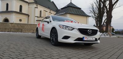 Samochód do ślubu - Wojnicz biały Mazda 6  