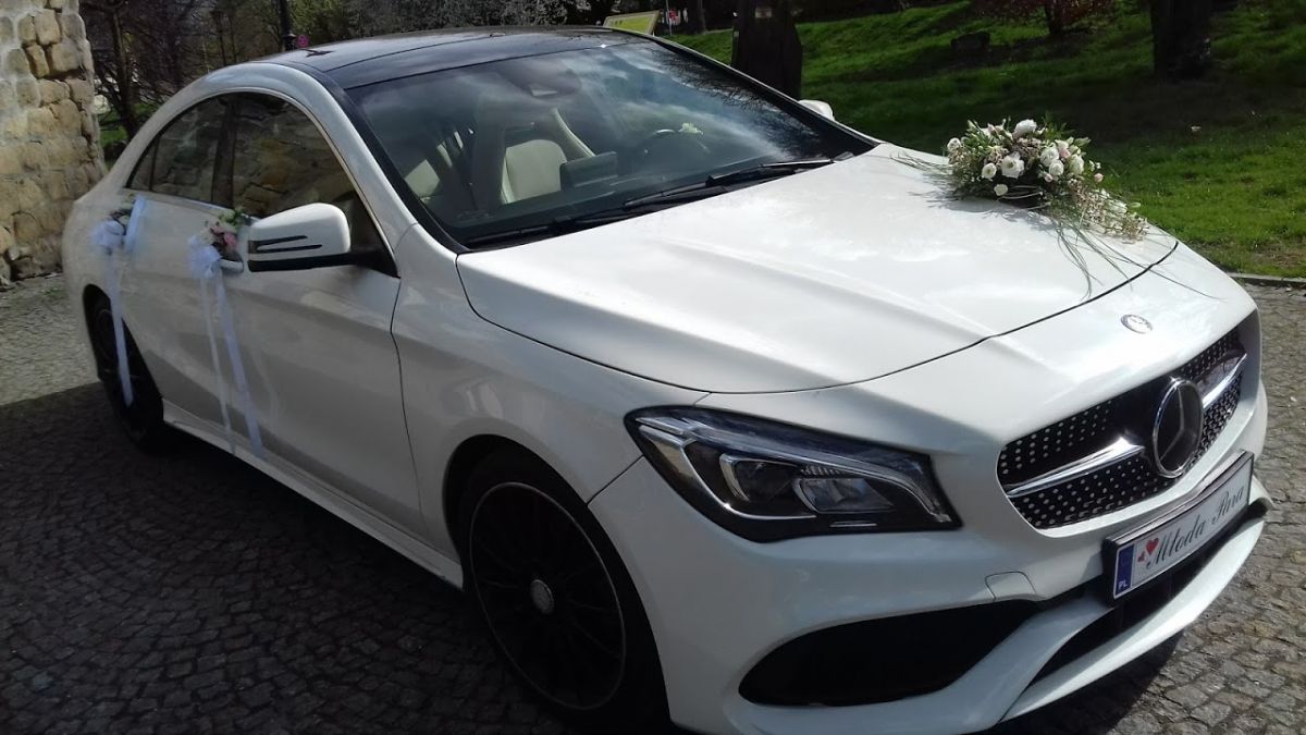 Samochód do ślubu - Legnica biały Mercedes-Benz CLA 