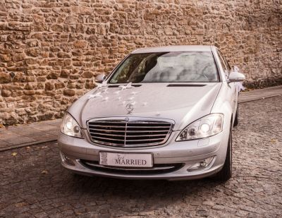 Samochód do ślubu - Nowy Sącz srebrny Mercedes-Benz S -Klasa 