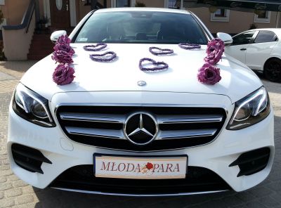 Samochód do ślubu - Ruda Śląska biały Mercedes-Benz E klasa pakiet AMG E220d