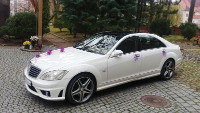 Samochód do ślubu - Olsztyn biały Mercedes-Benz S65 AMG 5000