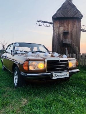 Samochód do ślubu - Łódź brązowy Mercedes-Benz w123 2,4