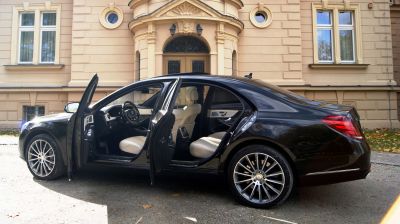 Samochód do ślubu - Bydgoszcz czarny Mercedes-Benz S-Class 500 wersja Long twin-turbo V8 455hp