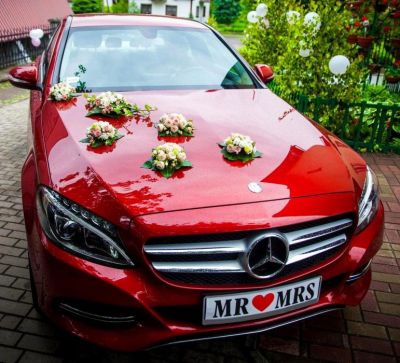 Samochód do ślubu - Nowy Sącz czerwony Mercedes-Benz C180 