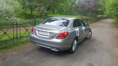 Samochód do ślubu - Dąbrówka Górna srebrny Mercedes-Benz C Klasa 