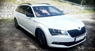 Samochód do ślubu - Buczkowice biały Skoda Superb SportLine 2.0